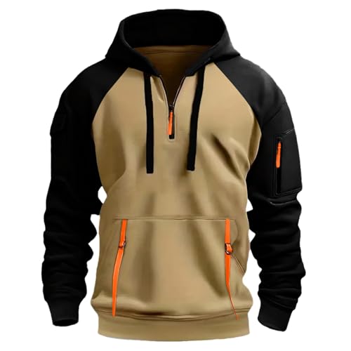 Ymosrh Men's Hoodies, Long Sleeve Quarter Zip Hooded Sweatshirts with Pockets Gym Athletic Workout Hoodie Pullover, M-5XL