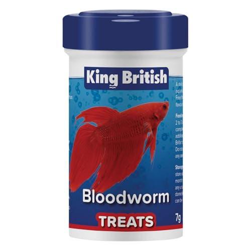 King British Bloodworm Treats 7g Delicious Natural Treat for all Aquarium Fish Turtles & Terrapins Complements a Balanced Diet High-Protein Promotes Colour & Condition