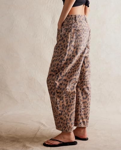 Vintage Y2K Cargo Jeans for Women Barrel Baggy Jeans Wide Leg High Waist Midrise Button Fly Causal Denim Pants3