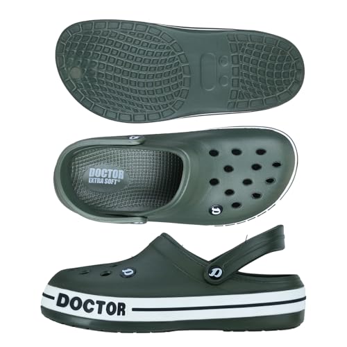 Image of DOCTOR EXTRA SOFT Men's Ultra Soft Casual Clogs /Sandals with Adjustable Back Strap for Adult | Comfortable | Light Weight | Stylish & Anti-Skid | Waterproof & Everyday Use Mules for Gents & Boys D-502