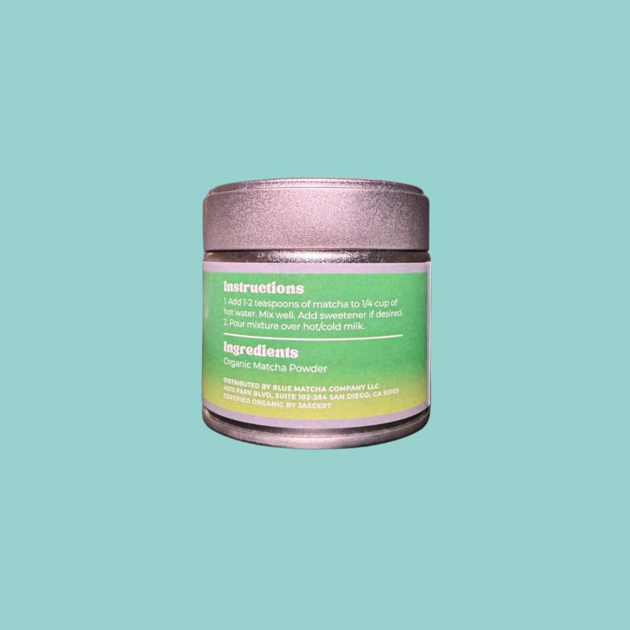 Blue Matcha Company Organic Ceremonial Grade Matcha, Stone-Milled First Harvest, From Japan