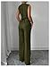 SOLY HUX Women's 2 Piece Outfits V Neck Button Down Vest Tops and High Waisted Pants Set Office Work Suit Solid Army Green Medium