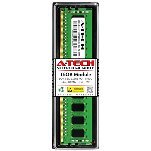 Image of A-Tech 16GB DDR4 2133MHz PC4-17000 ECC RDIMM 1Rx4 Single Rank 1.2V ECC Registered DIMM 288-Pin Server & Workstation RAM Memory Upgrade Module (A-Tech Enterprise Series)