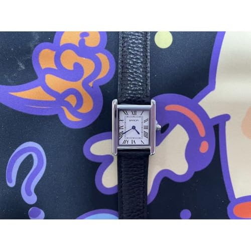 Image of Poshi Sanda Premium White Sqaure Dial Watch | 220mm Black Leather Strap Quartz Watch for Women