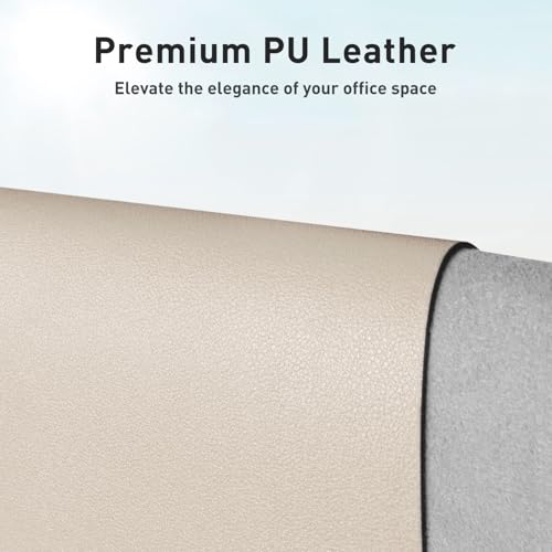 Image of Aothia Large PU Leather Desk Pad Protector - Non-Slip Mouse Pad & Writing Mat for Office /Home, Waterproof, Easy to Clean(48 inch x 17 inch, Eggshell)
