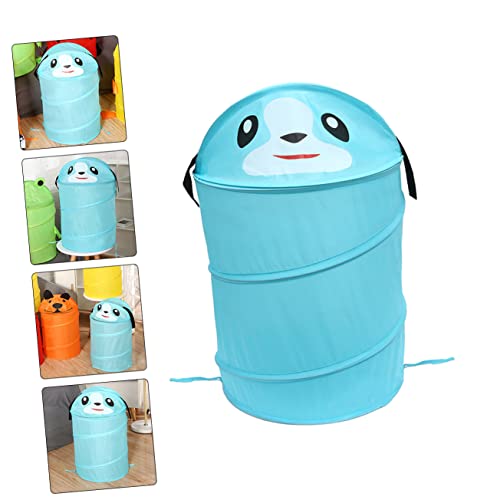 Orfofe Foldable Laundry Basket Bedroom Basket Laundry Storage Basket Storage Bucket Barrel Sky-Blue Child Spring Steel Wire Cartoon Laundry Basket Clothes Storage Basket #TOP4