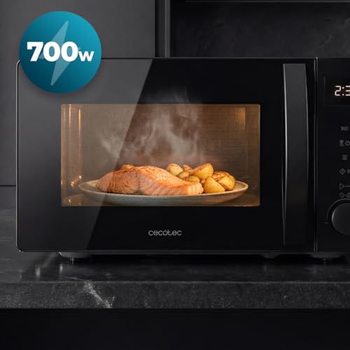 Cecotec Mikrowelle Proclean 5005 Black. 20 Liter Fassungsvermögen, 700W Leistung, 3DWave-Technologie, Abtau-Funktion, bis 95 Minuten Garzeitauswahl, mit 3DWave-Technologie für perfekte Erwärmung aller