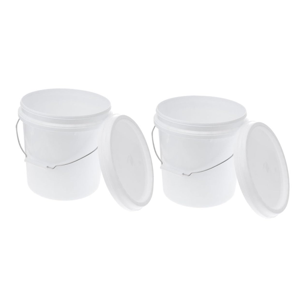 Cubo de 10 litros Tapa, Plástico Blanco Redondo, 2 Piezas | Portátil, Prevención de Fugas, Cubeta de Almacenamiento para Pintura y Pigmentos, Formato Doméstico