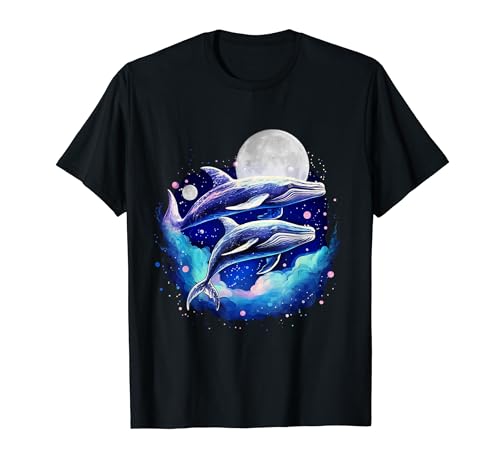Galaxy Space Whale Lover Gifts Jorobada Ballena Luna Planeta Camiseta