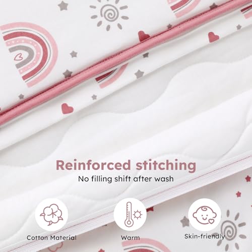 Image of Baby Sleep Sack 12-18 Months, 2.5 TOG Cotton Winter Baby Wearable Blanket with 2-Way Zipper, Warm Soft Sleeping Bag for Toddler Boy Girl, Large Rainbow