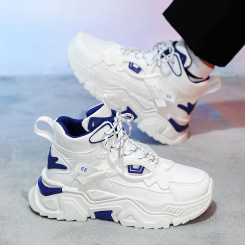 Men's High Top Fashion Leather Chunky Sneakers Casual Platform Non-Slip Athletic Street Walking Driving Tennis Shoes4