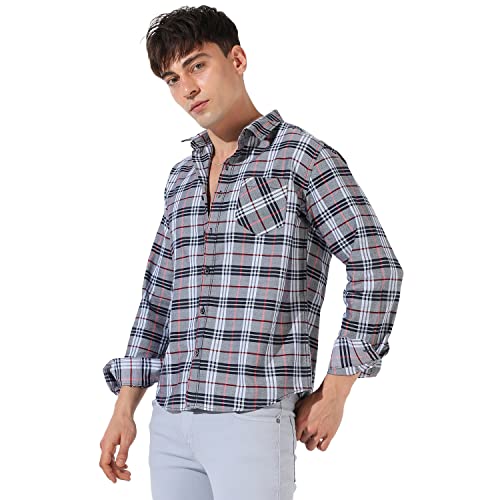 Image of CAHOOT Men's Green Checkered Button Up Collared Shirt for Casual Wear | Shirt Crafted with Regular Sleeve, Comfort Fit & High-Performance for Everyday Wear