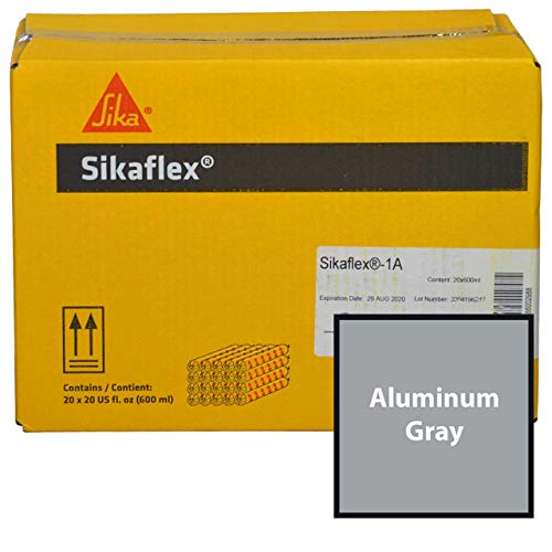 Sikaflex 1a Flexible Non Sag High Performance Polyurethane Concrete Masonry Sealant for Vertical and Horizontal Surfaces. Full Case - 20 20oz Tubes. Aluminum Gray