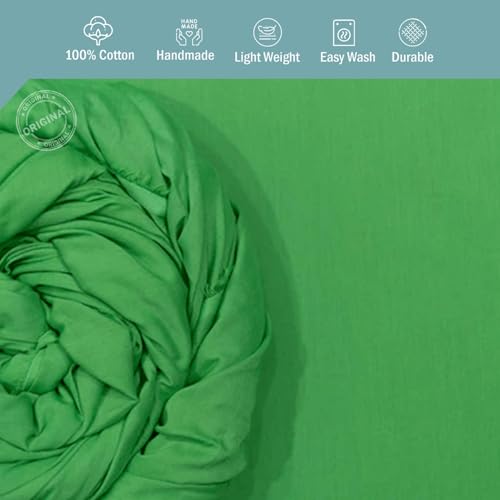 Image of 100% Pure Cotton Mulmul Fabric Material | Reusable Ultra Fine Mulmul Fabric | Lightweight Soft Smooth Piece Linning, Stole, Dupatta, Cushion Pillow Cover (Kelly Green, 3.5 Meters)