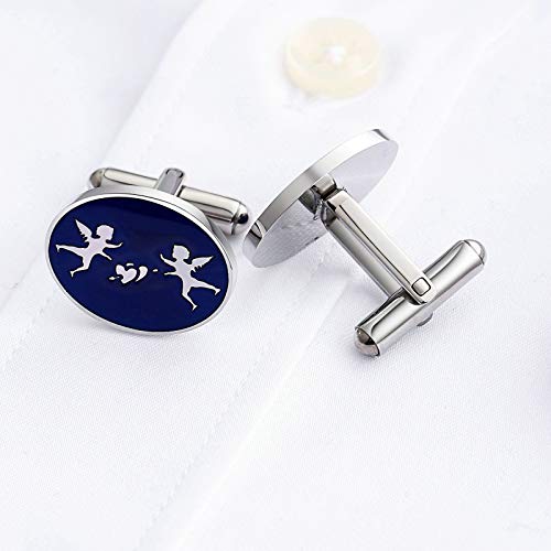 Mancuernillas baratas para hombre, acero inoxidable miniatura 5