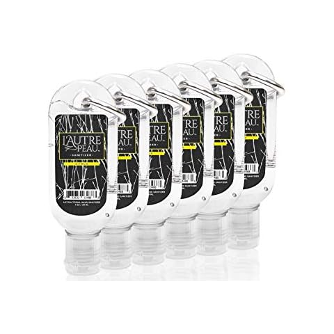 Travel Hand Sanitizer Gel with Aloe Vera & Vitamin E Made by L’AUTRE PEAU - Citrus Scented Alcohol Based Liquid Instant Hand Cleaner Pocket Sanitizer with Carabiner Clip (1oz 6 Pack) Cover