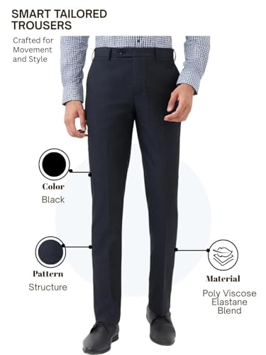 Image of Park Avenue Men Straight Neo Fit Poly Viscose Blend Structure Pattern Flat Front Formal Trouser