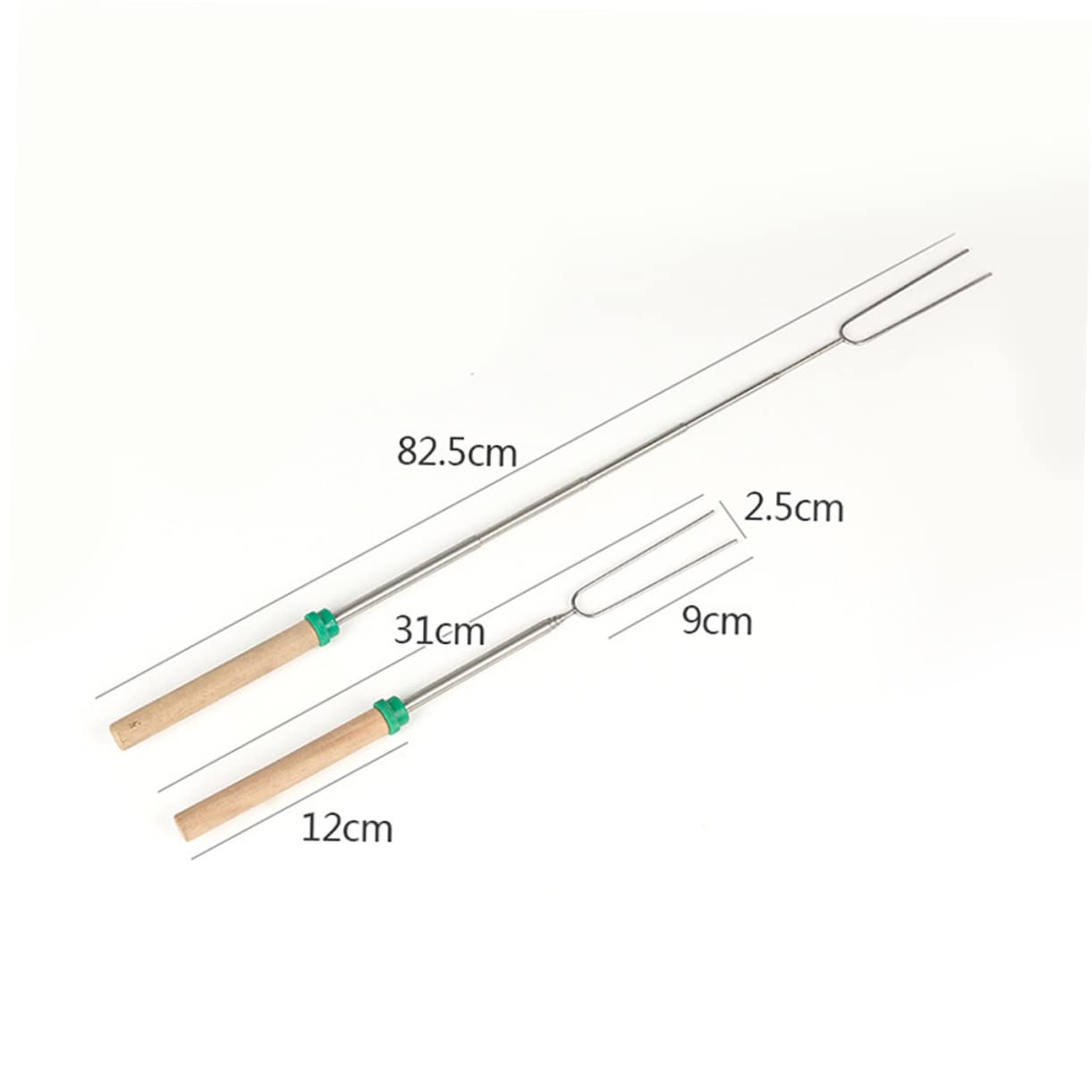 VANZACK 3Pcs Flexible Stainless Steel Barbecue Forks with Wooden Handles Retractable Design for Outdoor Grilling Random Color Random Color