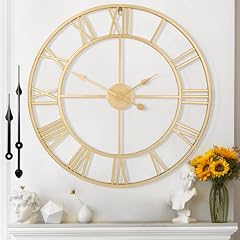Large Wall Clock 40 cm/ 16 Inches Silent Non Ticking, Battery Operated, Gold Vintage Decorative photo Large Wall Clock 40 cm/ 16 Inches Silent Non Ticking, Battery Operated, Gold Vintage Decorative