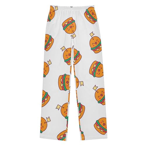 Cute Burger Boys Pants Boys Athletic Pants Long Pant for Boy with Pockets Wide-Leg Size 6-14Y