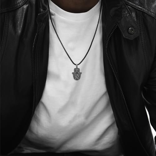 Collier Hamsa pour homme argent Étoile de David pendentif Chai - 6