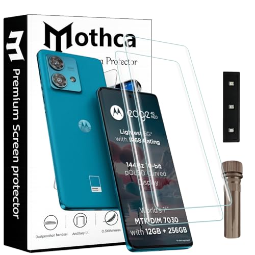 Image of Mothca Curved UV Tempered Glass Screen Protector for Moto Edge 40 Neo | Transparent | Pack of 2 | Borderless Full Screen Coverage with UV Installation Kit