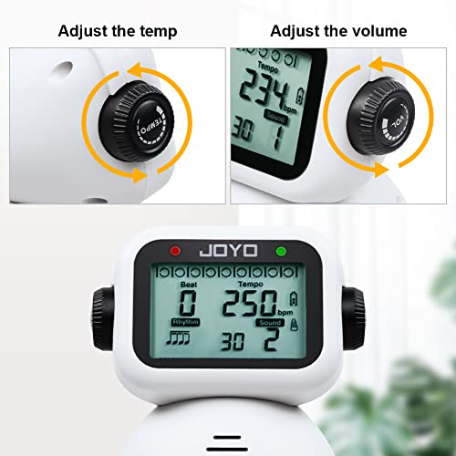Joyo Vocal Digital Metronome Rechargeable Electronic Metronome For Guitar Piano Drum Violin With Big Screen And Speaker Universal (White Jm-93) #TOP4