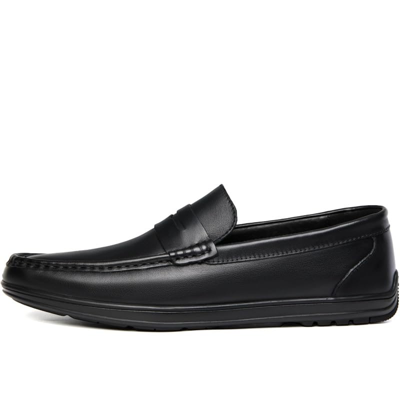 Loafers for Men Round Toe Leather Penny Loafers Anti-Slip Flat Heel Flexible Wedding Slip On4