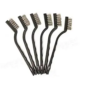 DIY Crafts Wire Brush Scratch Brush (Stainless Steel + Brass), Curved Handle Masonry Brush Wire Bristle for Cleaning Welding Slag and Rust (Pack Of 12 Pcs, Stainless Steel + Brass)