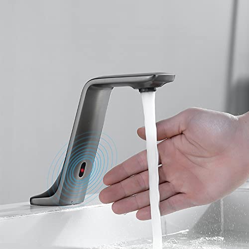 Grifo para lavabo con sensor de baño automático contra manchas gris pistola 3