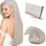Hetto Extension Cheveux Naturel à Froid Blond 50 Mèches Extension Cheveux Naturel Loops Remy Humain Lisse Invisible Confortable Coiffage Libre Usage Quotidien 30 cm 40 g #60A