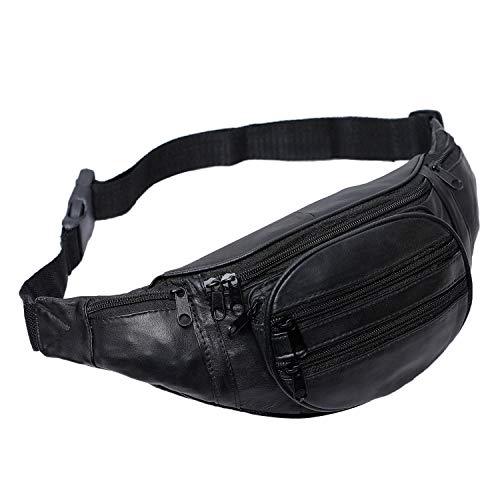 K London Stylish Real Leather Black Waist Bag Elegant Style Travel Pouch Passport Holder With Adjustable Strap(246_Black) For Rs. 299 @ 70 %