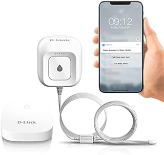 D-Link Wi-Fi Water Leak Sensor and Alarm Starter Kit, Whole Home System with App Notification, AC Powered, No Hub Required (DCH-S1621KT)