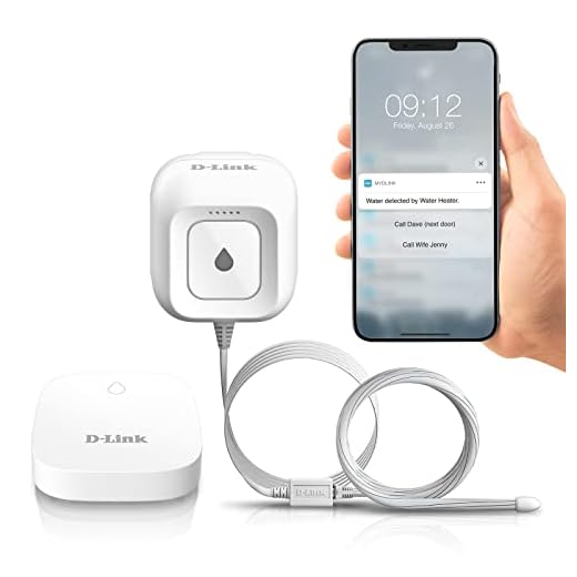 D-Link Wi-Fi Water Leak Sensor and Alarm Starter Kit, Whole Home System with App Notification, AC Powered, No Hub Required (DCH-S1621KT)