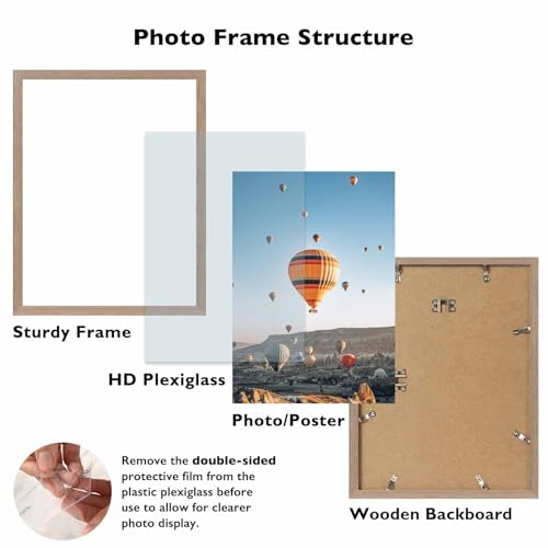 Image of JCJMY 20x27 Picture Frame for Puzzles Poster Photo Picture, Horizontal and Vertical Formats for Wall Hanging, 20 x 27 Wall Gallery Poster Photo Puzzles Frame for 20 by 27 Photos Posters, Rustic Brown