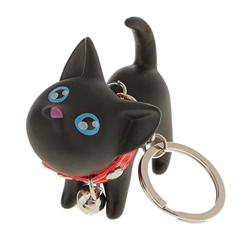 CALANDIS® Charm Key Ring Key Chain Cute Kitten Cat Pendant Lover’s Keyring-Black