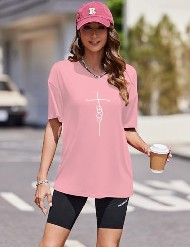 Image of Ekouaer 2 Pack Womens Tops Short Sleeve Oversized T Shirts Summer Spring Tops 2025 Basic Casual Tee Top S-XXL