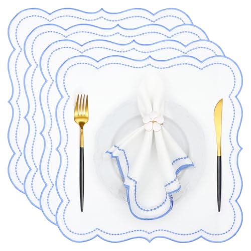 Set de 4 servilletas de tela bordadas, 40x40 cm miniatura 1