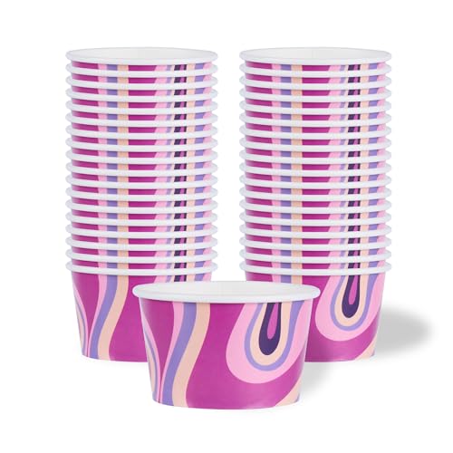 Image of Coppetta 8 Ounce Dessert Cups, 200 Greaseproof Ice Cream Cups - Lids Sold Separately, For Hot And Cold Foods, Midnight Groove Paper Yogurt Bowls, Disposable, Sturdy - Restaurantware