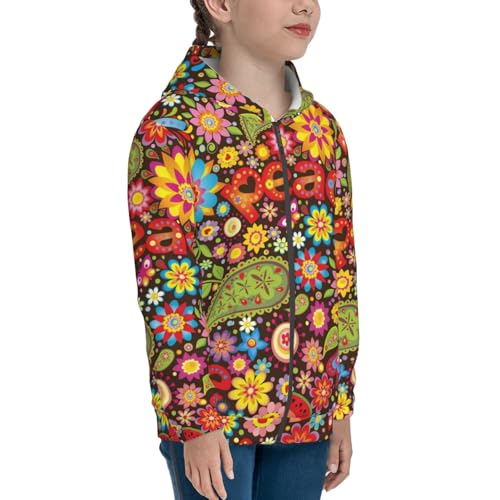Hippie Peace Love Kids Pullover Hoodies Boys Zip Up Sweatshirts Girls Athletic Clothes with Pocket4