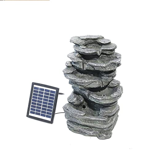 LQSSA Fontaine d'eau de Jardin extérieure Fontaine d'eau extérieure avec lumières LED Statue en Pierre de Jardin Cascade Solaire Cascades sur Pied Fontaines pour la Cour de la Maison Decoration