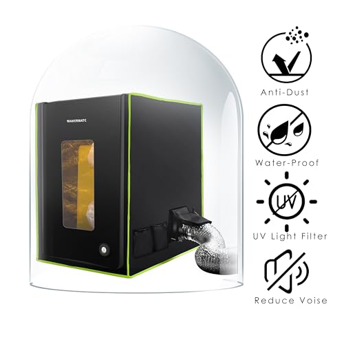 Makermate Gabinete de Impressora 3D com Ventilação, Luz Led, Resina Termo-Higrômetro Gabinete de Imp