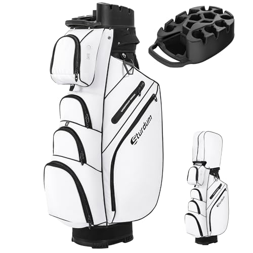 Sturdum T-Lock Golf Cart Bag, 14 Way Organizer In White