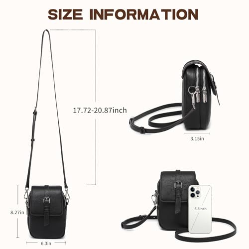 Image of Genuine Leather Crossbody Bags for Women, Small Crossbody Bag for Women,Phone Purses with Adjustable Strap for Travel