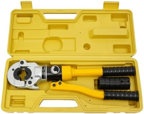 Hydraulic Crimping Pliers 8T, Crimping Tool for Multilayer Tubes with Dies 16-32mm, PEX PB Crimping Tool, 360° Swivel Head, Transport Case, Cr40 Steel