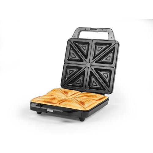 Salter 4-Slice Sandwichera - Tostadora eléctrica para sándwiches de gran capacidad, placas con revestimiento antiadherente sin PFAS, control automático de temperatura, tostadas un 30% más grandes*