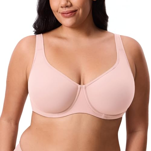 Image of DELIMIRA Women's Inbarely Plus Full Coverage Bra Plus Size Underwire Unlined Seamless Bras