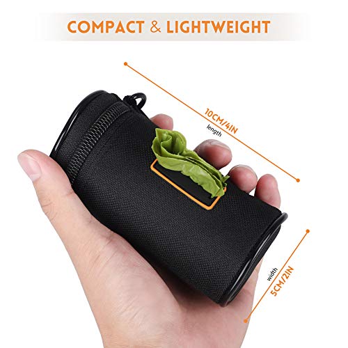 Image of MalsiPree Dog Poop Bag Holder for Leash - Soft Fabric Waste Bag Dispenser with Stainless Steel Clip, Adjustable Strap Pet Waste Bag Carrier, Gifts for New Puppy Owners, Black