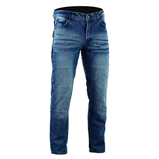 Bikers Gear Australia Kevlar Fodrade skyddande klassiska motorcykeljeans med CE 1621-1 avtagbar rustning, stentvätt-denim, storlek 36S (L 42 cm/B 18,5 tum)