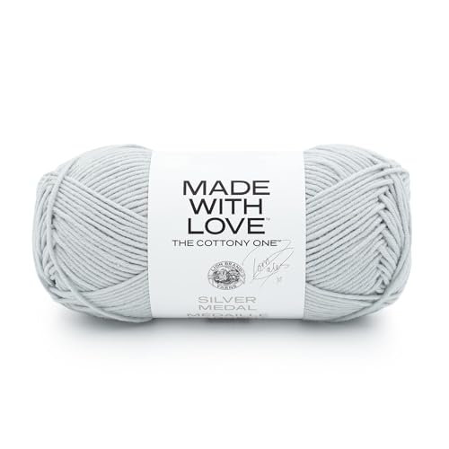 Image of Lion Brand Yarn Made with Love The Cottony One Yarn for Crocheting, Knitting, and Crafts, Silver Medal, 1 Pack